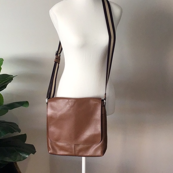 Coach Men's Charles Brown leather messenger crossbody bag with colorblock strap - Picture 14 of 16